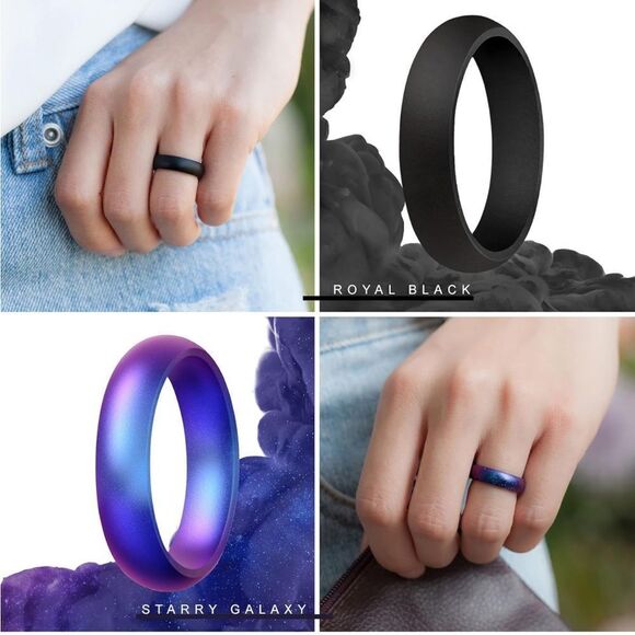 Silicone Wedding Bands Pack of 7 - Picture 3 of 5